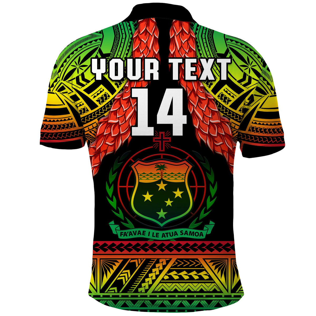 Custom Text And Number Samoa Rugby Polo Shirt Teuila Torch Ginger Gradient Style - Wonder Print Shop