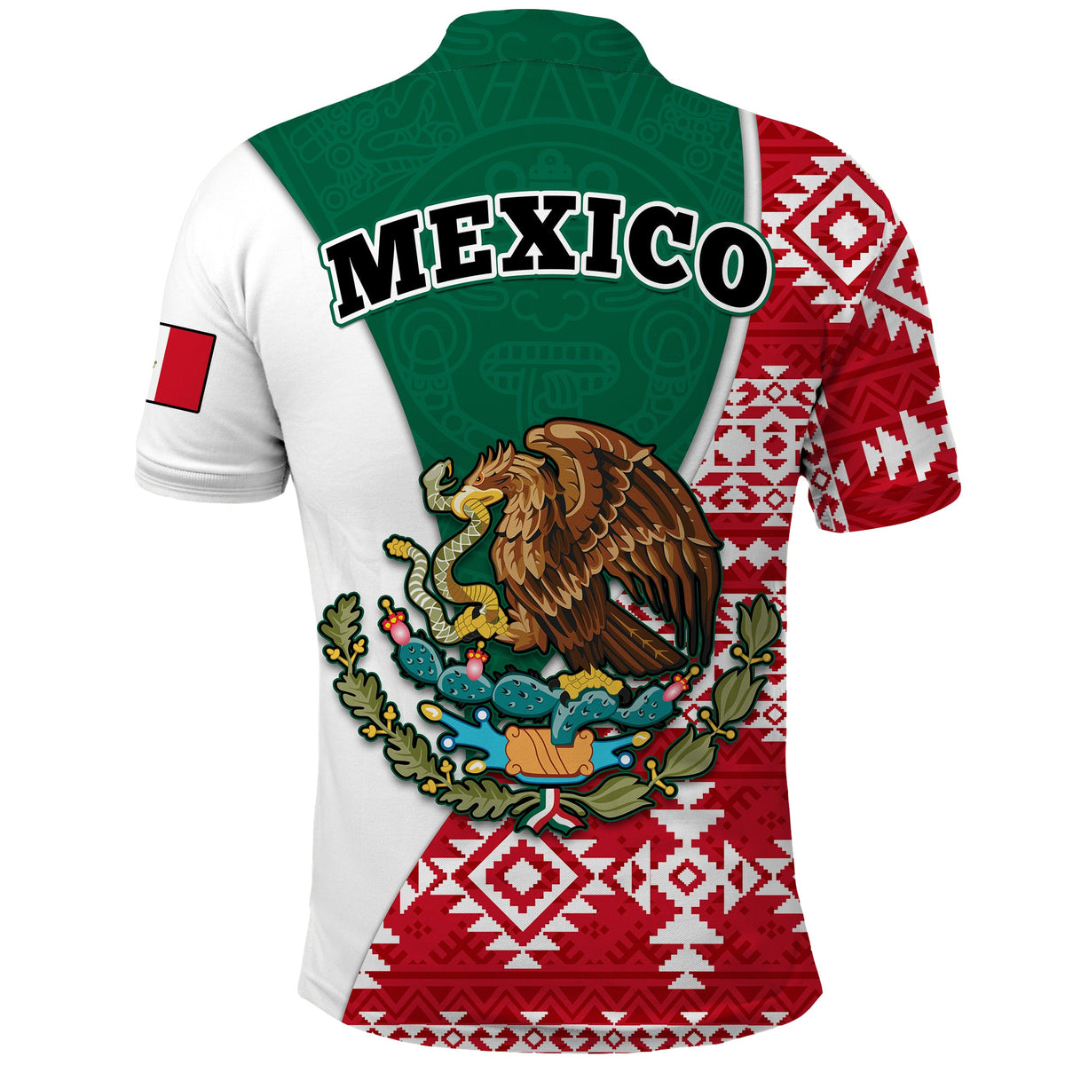 Happy Mexico Fathers Day Polo Shirt Mexican Aztec Pattern - Wonder Print Shop