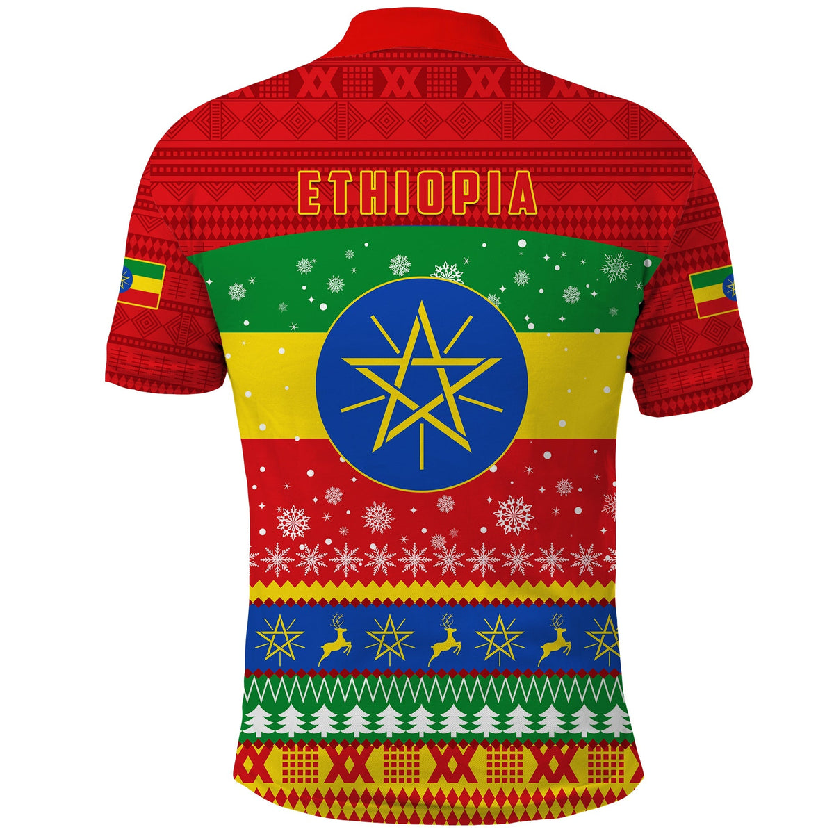 Custom Ethiopia Polo Shirt Merry Christmas Mix African Pattern LT13 - Wonder Print Shop