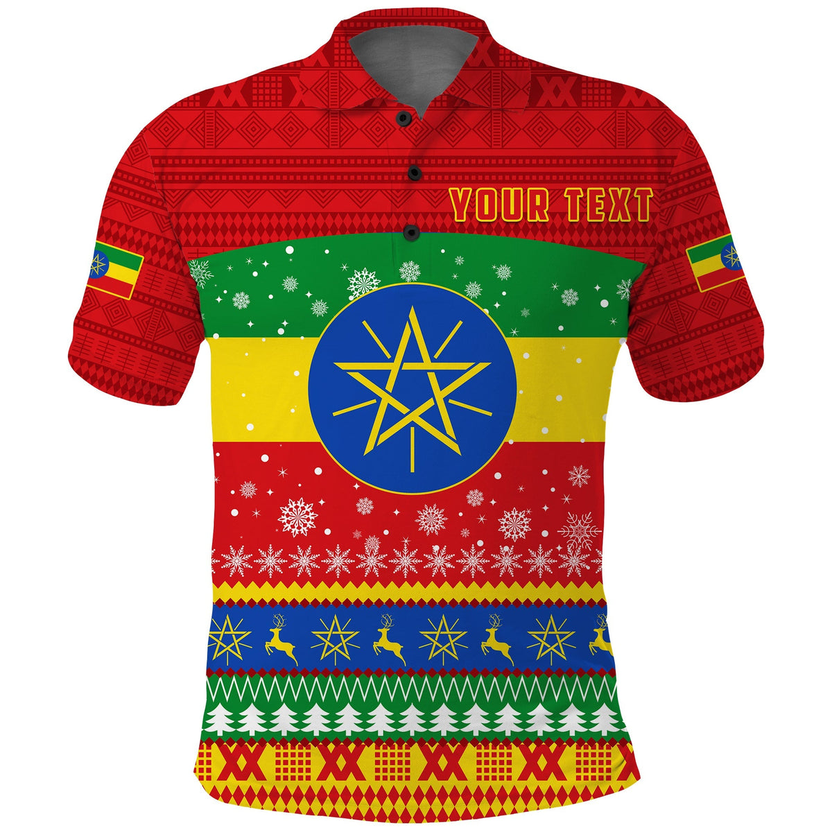 Custom Ethiopia Polo Shirt Merry Christmas Mix African Pattern LT13 - Wonder Print Shop