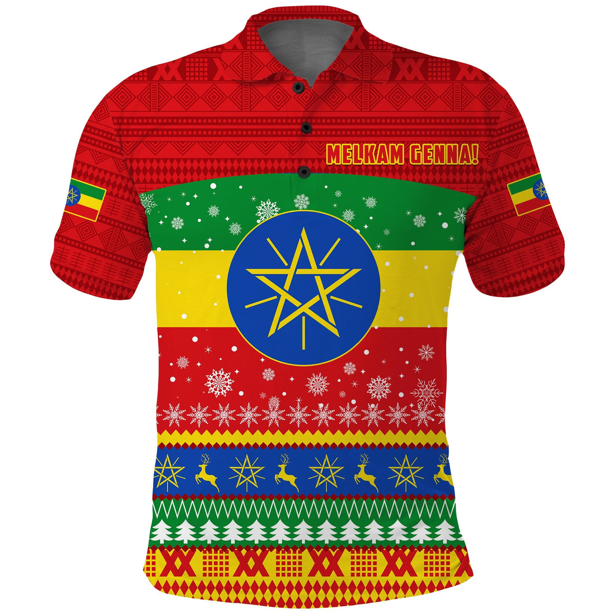 Ethiopia Polo Shirt Merry Christmas Mix African Pattern LT13 - Wonder Print Shop