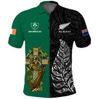 Ireland Shamrock and New Zealand Fern Polo Shirt Rugby Go Shamrock vs All Black LT13 - Wonder Print Shop