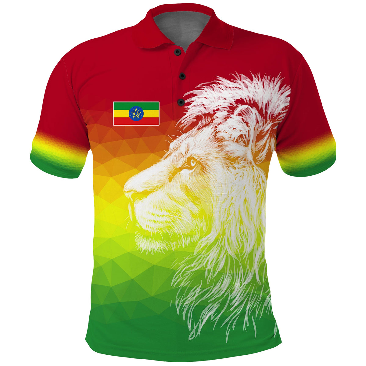 Ethiopia Polo Shirt Lion Ethiopian Style Flag LT13 - Wonder Print Shop