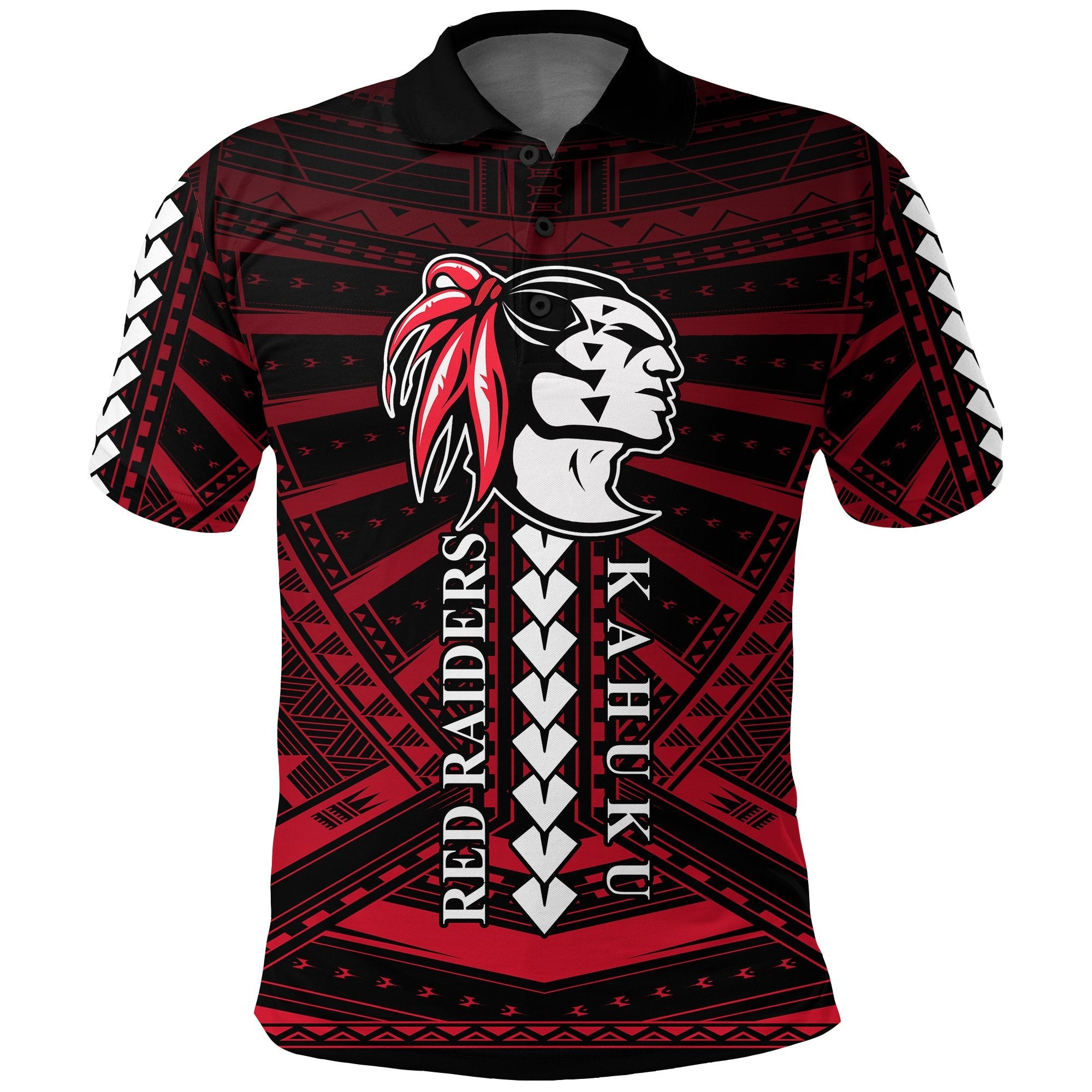 Polynesian Red Raiders Polo Shirt Kahuku Hawaii School LT13 - Wonder Print Shop