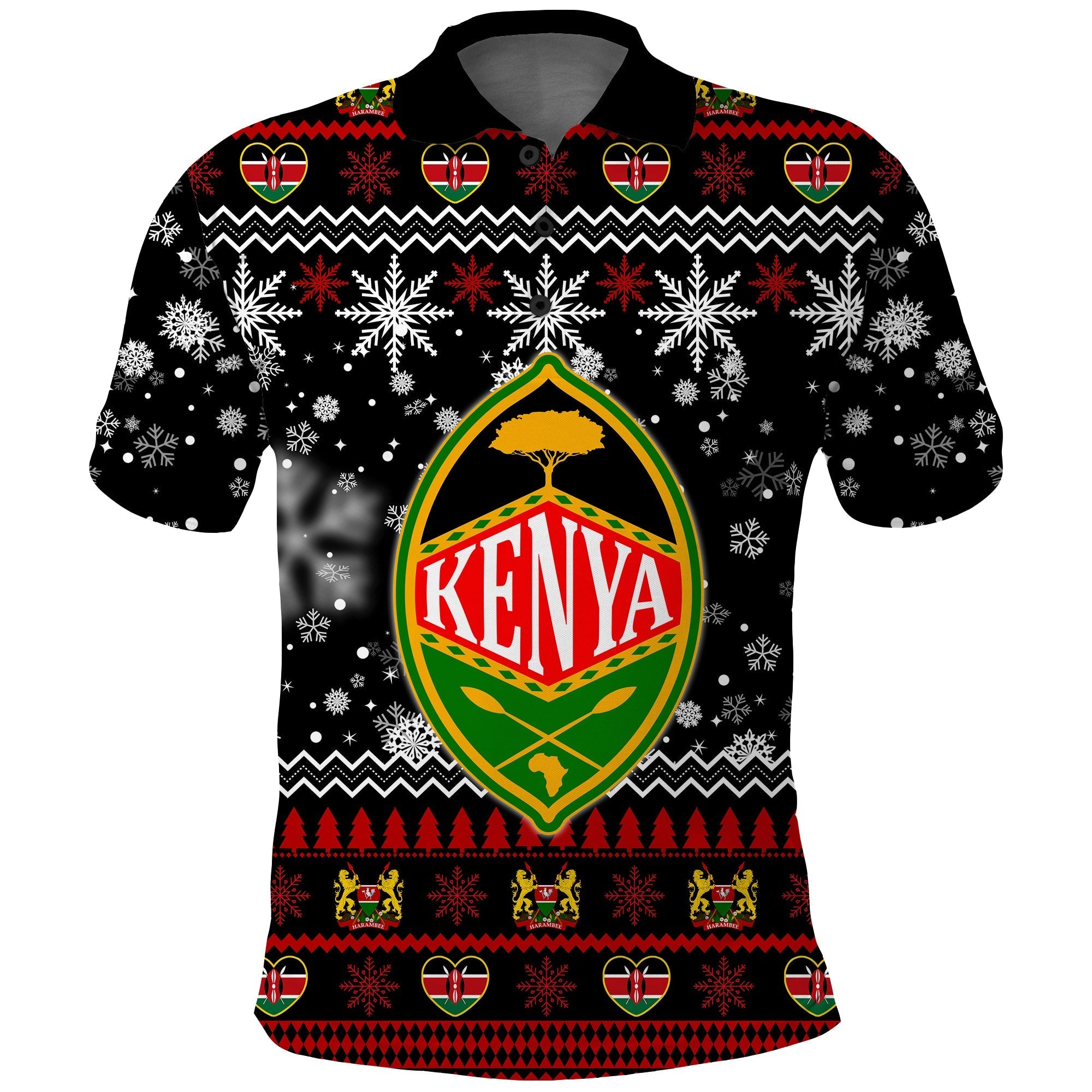 Kenya Polo Shirt Christmas Shield mix African Pattern LT13 - Wonder Print Shop