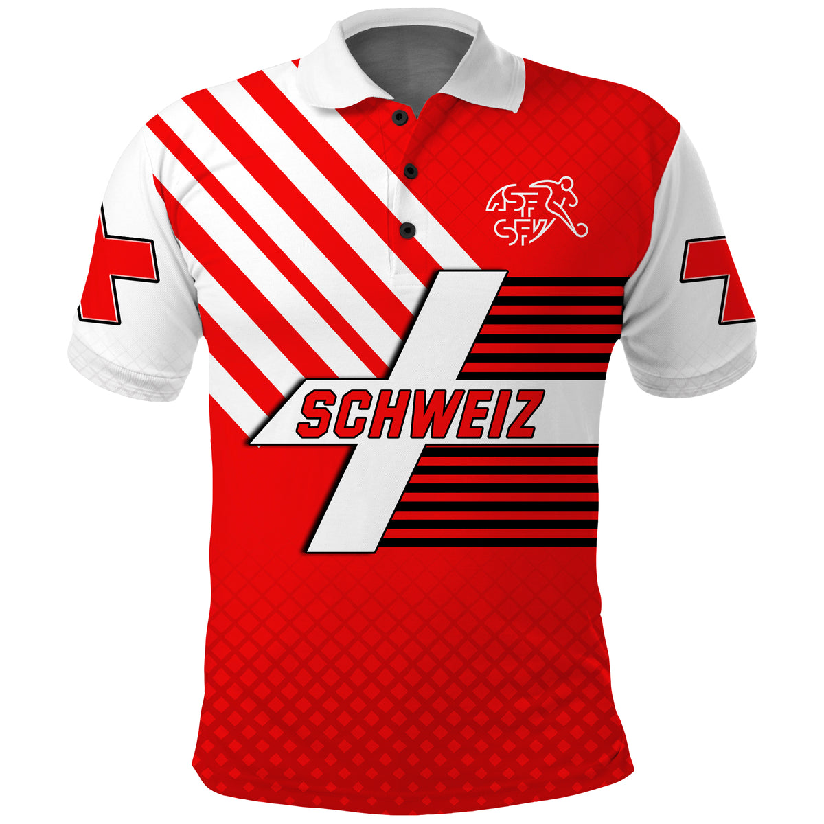 (Custom Text and Number) Switzerland Football Polo Shirt Schweizer Pati Champion Sporty LT13 - Wonder Print Shop
