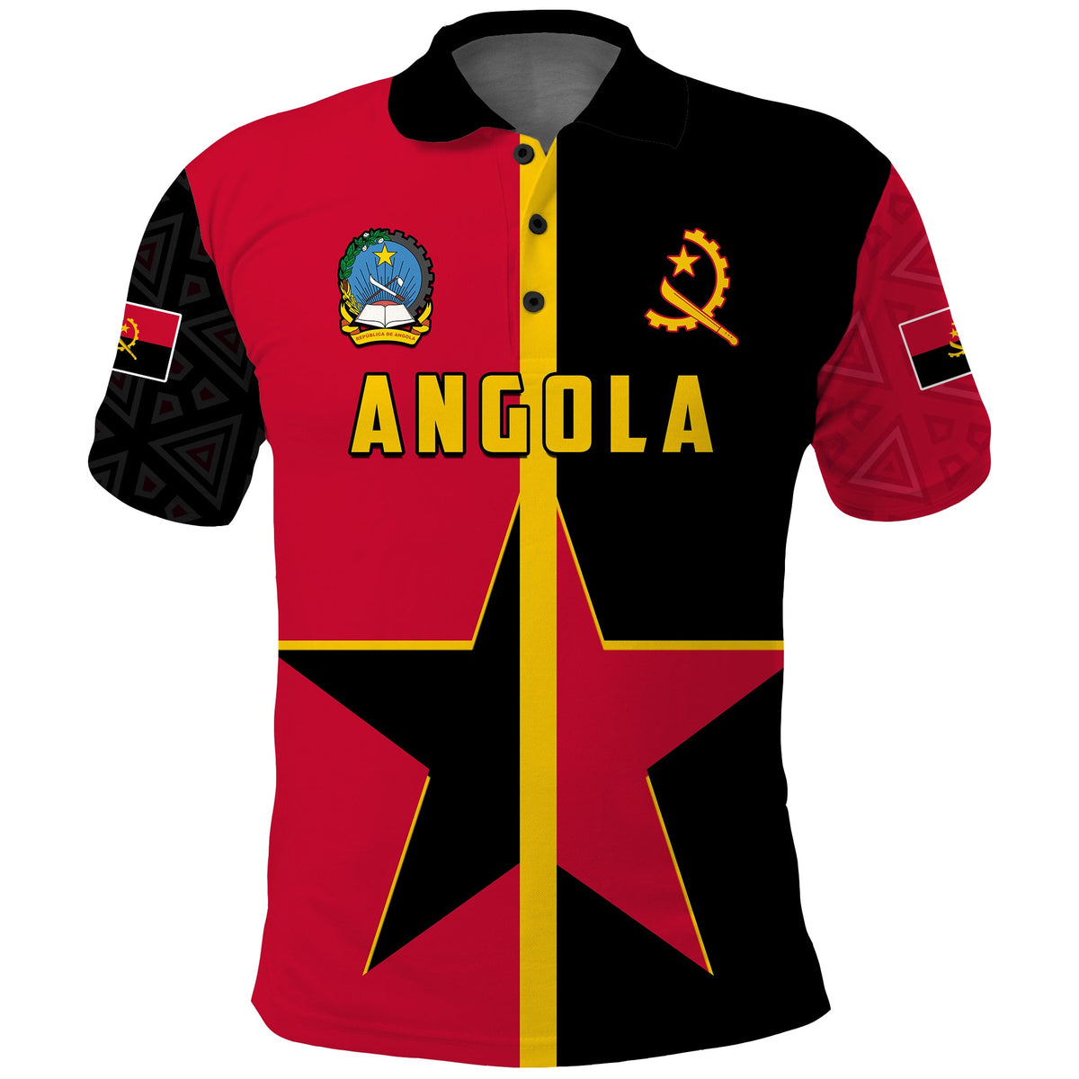 Custom Angola Polo Shirt Star and Flag Style Sporty LT13 - Wonder Print Shop