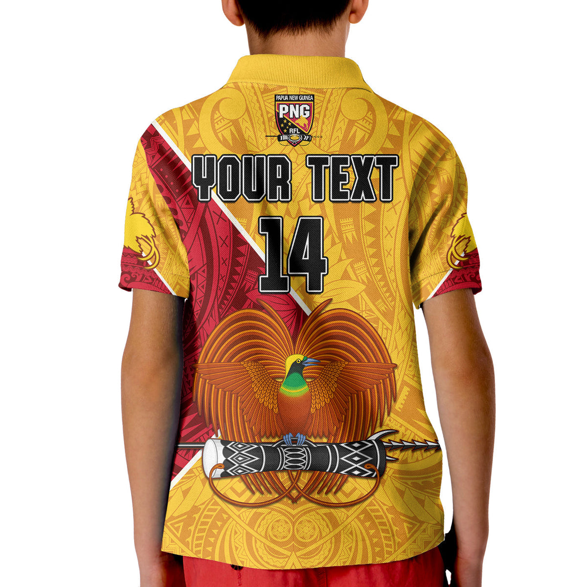 (Custom Text and Number) The Kumuls PNG Polo Shirt KID Papua New Guinea Polynesian Dynamic Style - Wonder Print Shop
