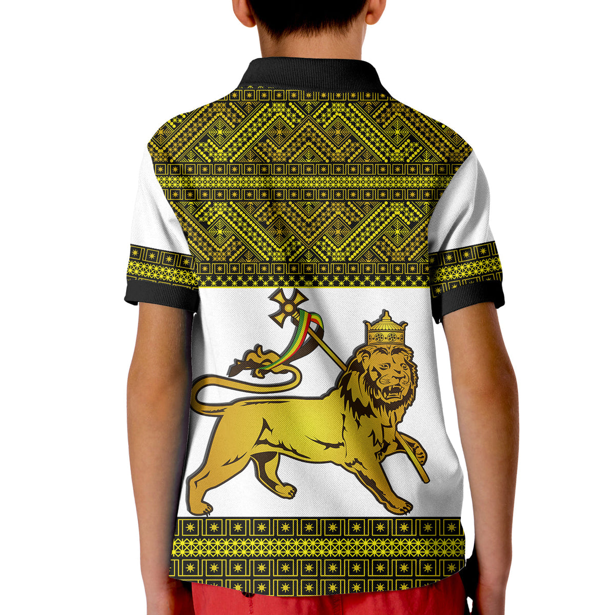Ethiopia Tibeb Polo Shirt KID Royal Ethiopian Cross LT13 - Wonder Print Shop