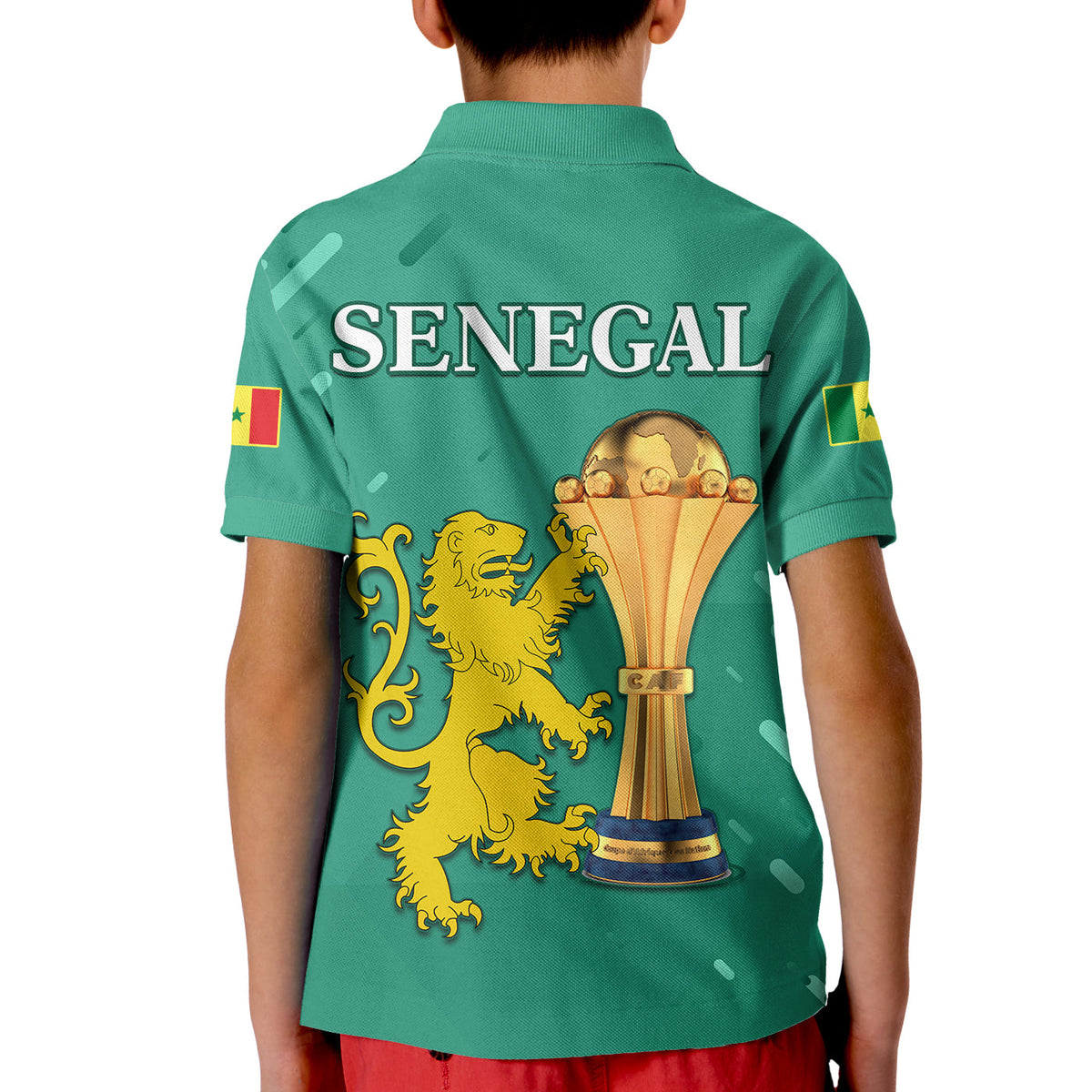 Senegal Football Polo Shirt KID The Champions 2022 Style Map and Lion LT13 - Wonder Print Shop