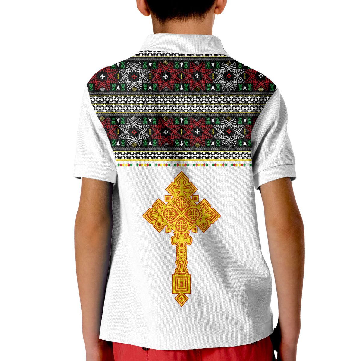 Ethiopia Tibeb Polo Shirt KID Ethiopian Cross Fashion LT13 - Wonder Print Shop