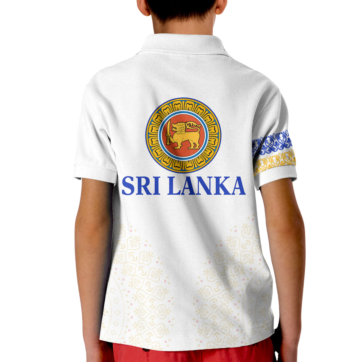 Sri Lanka Polo Shirt KID Traditional Pattern and Elephants LT13 - Wonder Print Shop