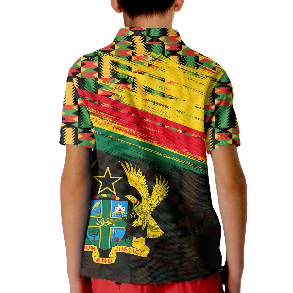 Ghana Polo Shirt KID Polygonal LT6 - Wonder Print Shop
