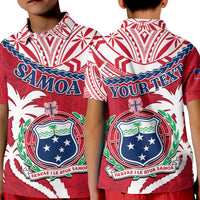 Custom Samoa Polo Shirt KID Samoan Coat Of Arms With Coconut Red Style - Wonder Print Shop
