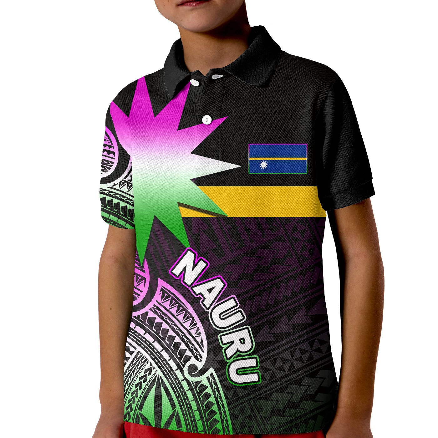 custom-personalised-nauru-polo-shirt-kid-flag-in-heart-no2