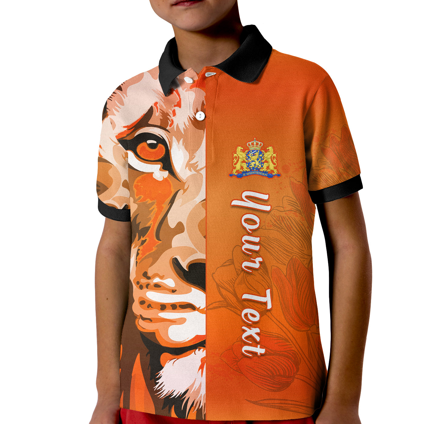 custom-personalised-netherlands-polo-shirt-kid-style-lusty-dutch-lion