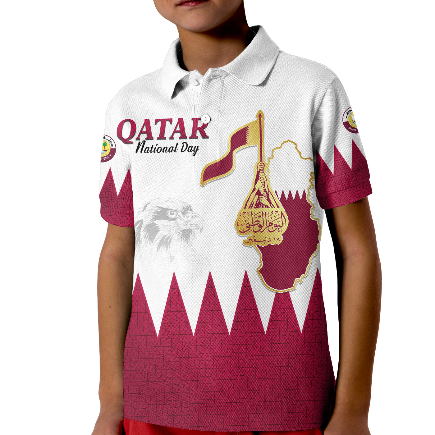 Qatar Polo Shirt KID Happy National Day Style Flag LT13 - Wonder Print Shop