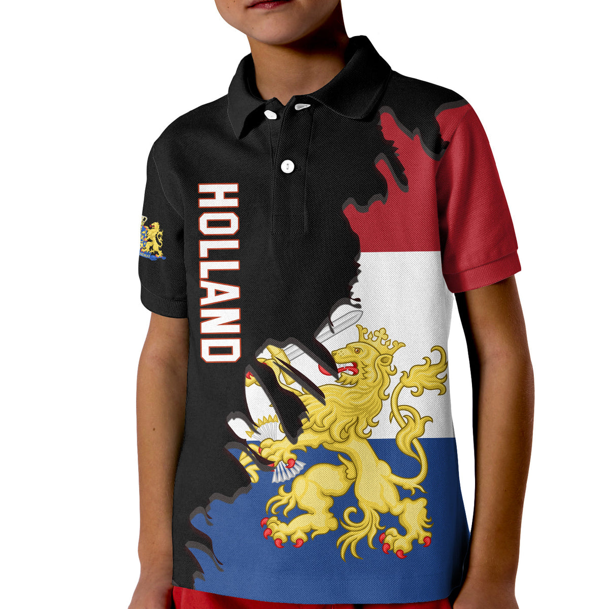 Netherlands Polo Shirt KID Style Flag and Map Holland LT13 - Wonder Print Shop