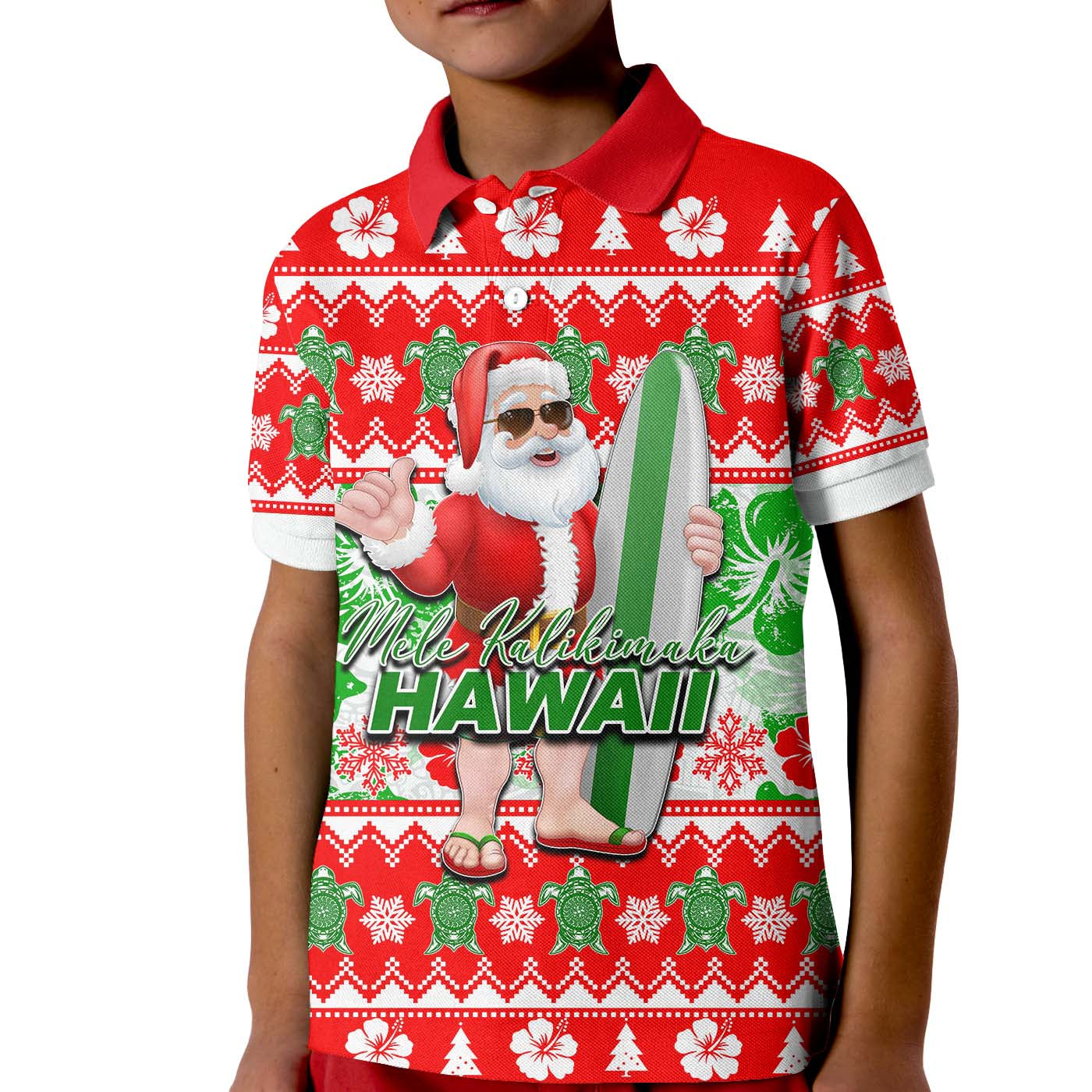 Hawaii Mele Kalikimaka Polo Shirt Christmas KID Cool Santa Claus LT6 - Wonder Print Shop