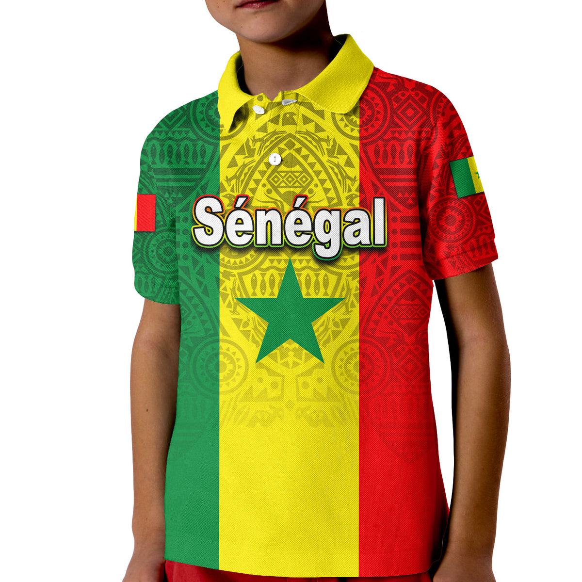 Senegal Polo Shirt Independence Day KID African Pattens LT6 - Wonder Print Shop