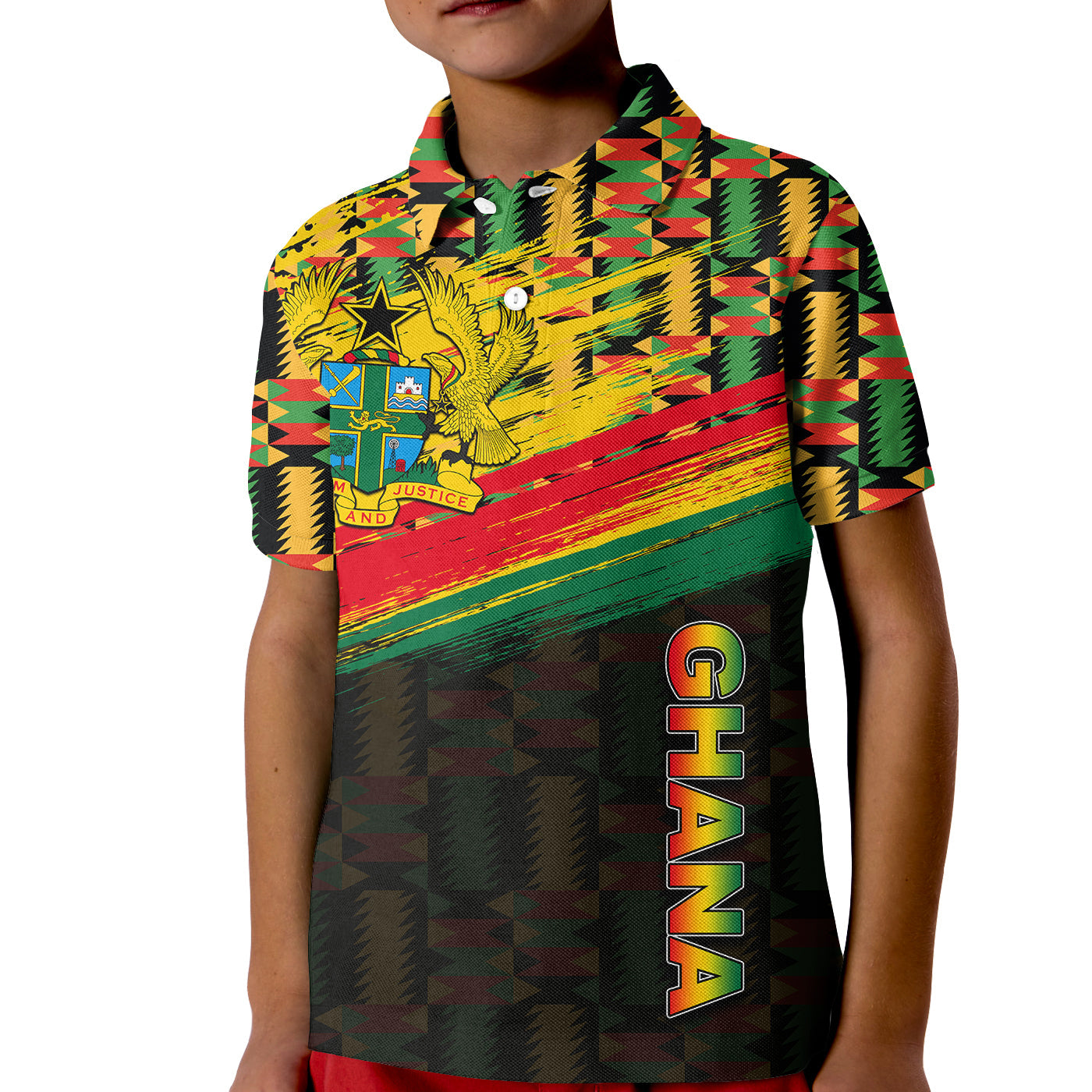 ghana-polo-shirt-kid-polygonal