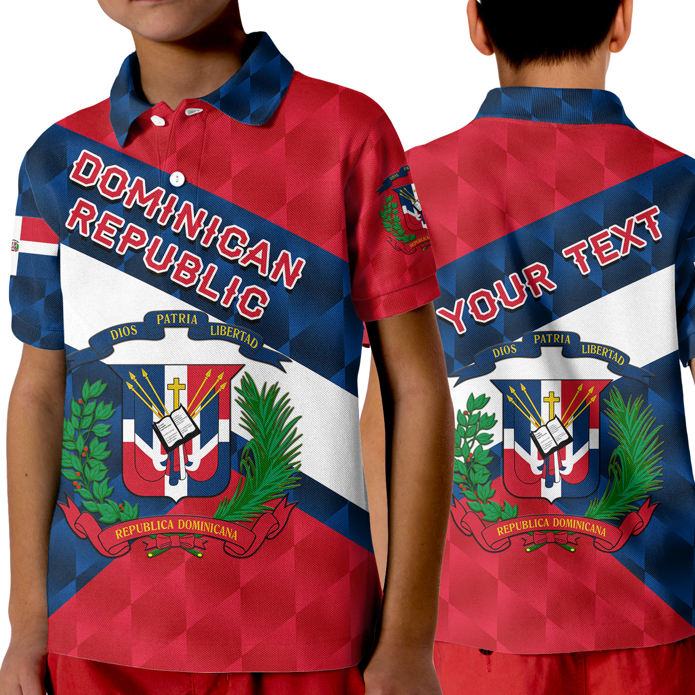 Custom Dominican Republic Polo Shirt KID Sporty Style LT8 - Wonder Print Shop