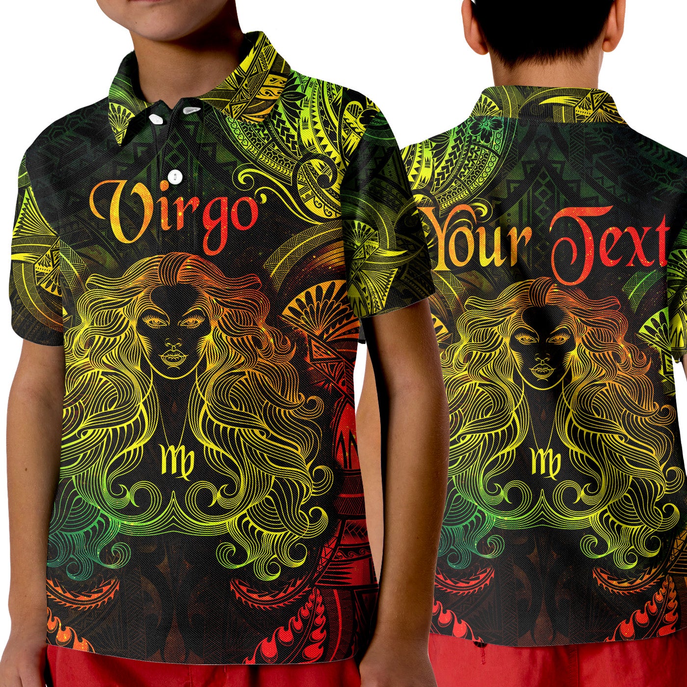 custom-personalised-virgo-zodiac-polynesian-polo-shirt-kid-unique-style-reggae