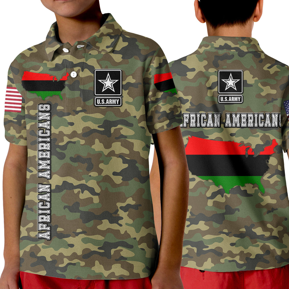 Military of African Americans Polo Shirt Flag Simple Style LT8 - Wonder Print Shop