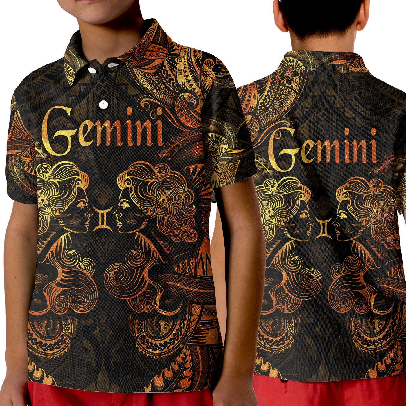 Taurus Zodiac Polynesian Polo Shirt KID Unique Style Gold LT8 - Wonder Print Shop