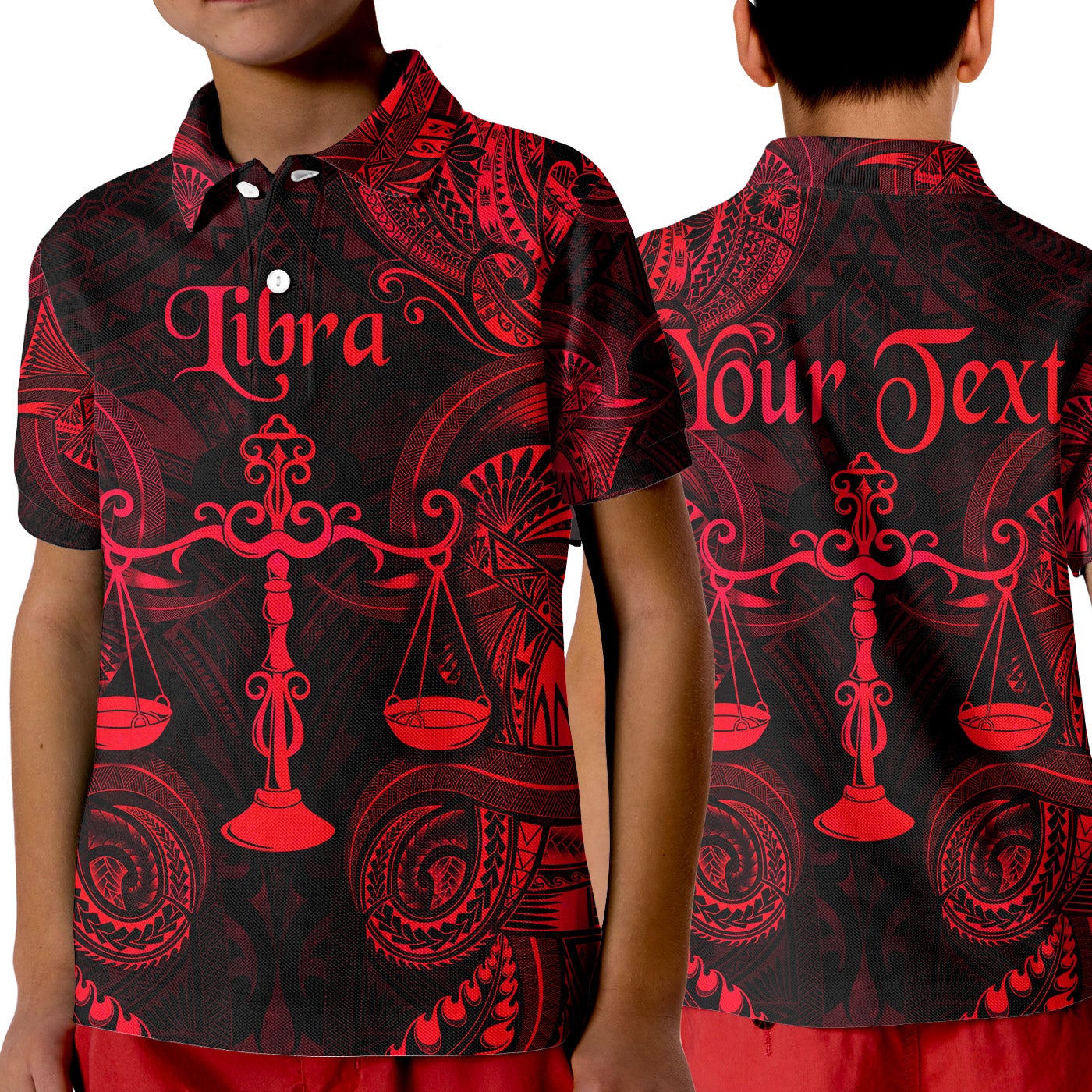custom-personalised-libra-zodiac-polynesian-polo-shirt-kid-unique-style-red