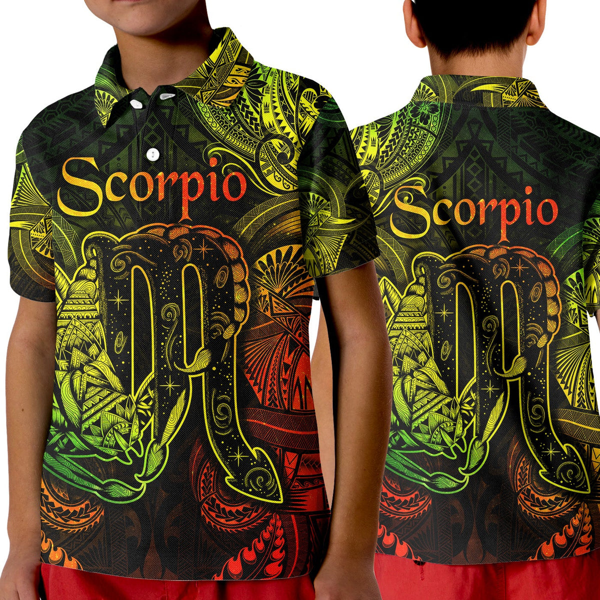 Scorpio Zodiac Polynesian Polo Shirt KID Unique Style Reggae LT8 - Wonder Print Shop