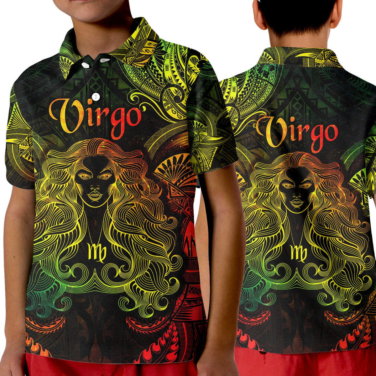 Virgo Zodiac Polynesian Polo Shirt KID Unique Style Reggae LT8 - Wonder Print Shop