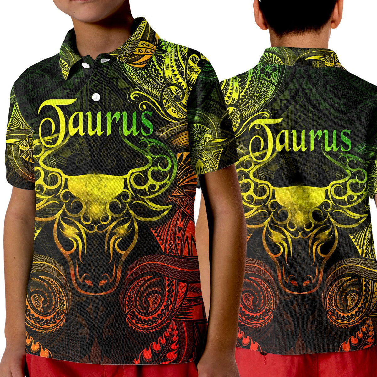 Taurus Zodiac Polynesian Polo Shirt KID Unique Style Reggae LT8 - Wonder Print Shop
