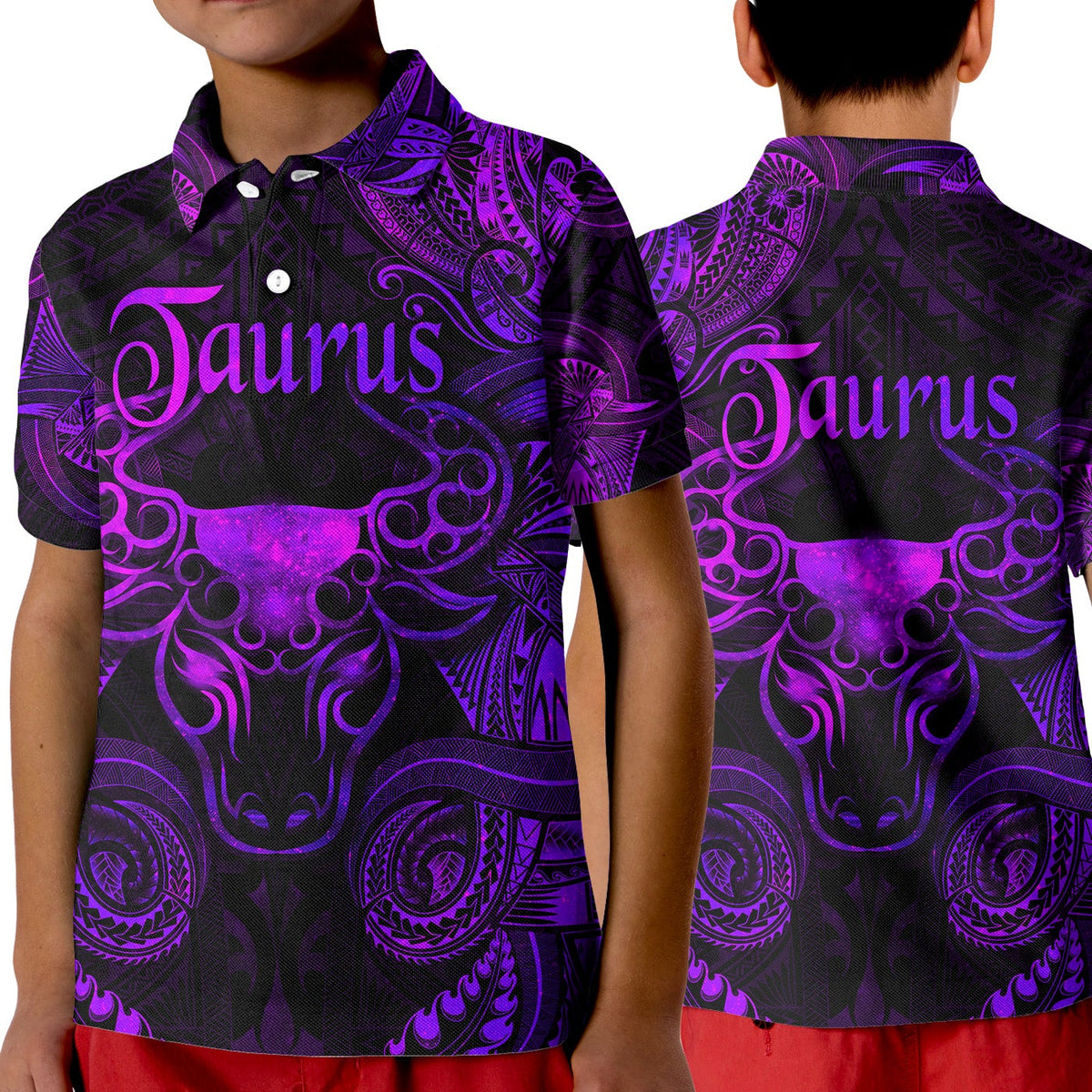 Taurus Zodiac Polynesian Polo Shirt KID Unique Style Purple LT8 - Wonder Print Shop