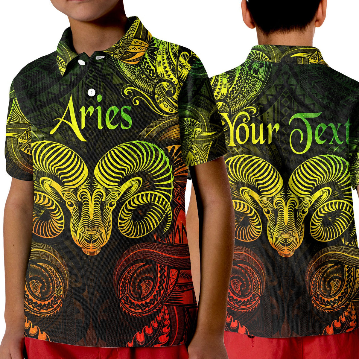Custom Aries Zodiac Polynesian Polo Shirt KID Unique Style Reggae LT8 - Wonder Print Shop