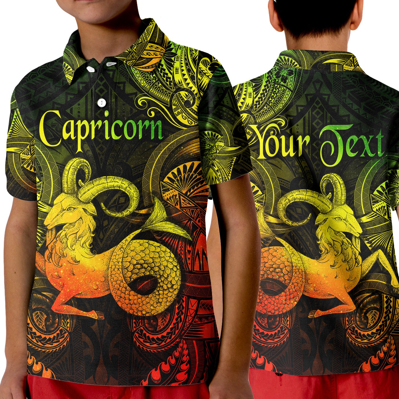custom-personalised-capricorn-zodiac-polynesian-polo-shirt-kid-unique-style-reggae