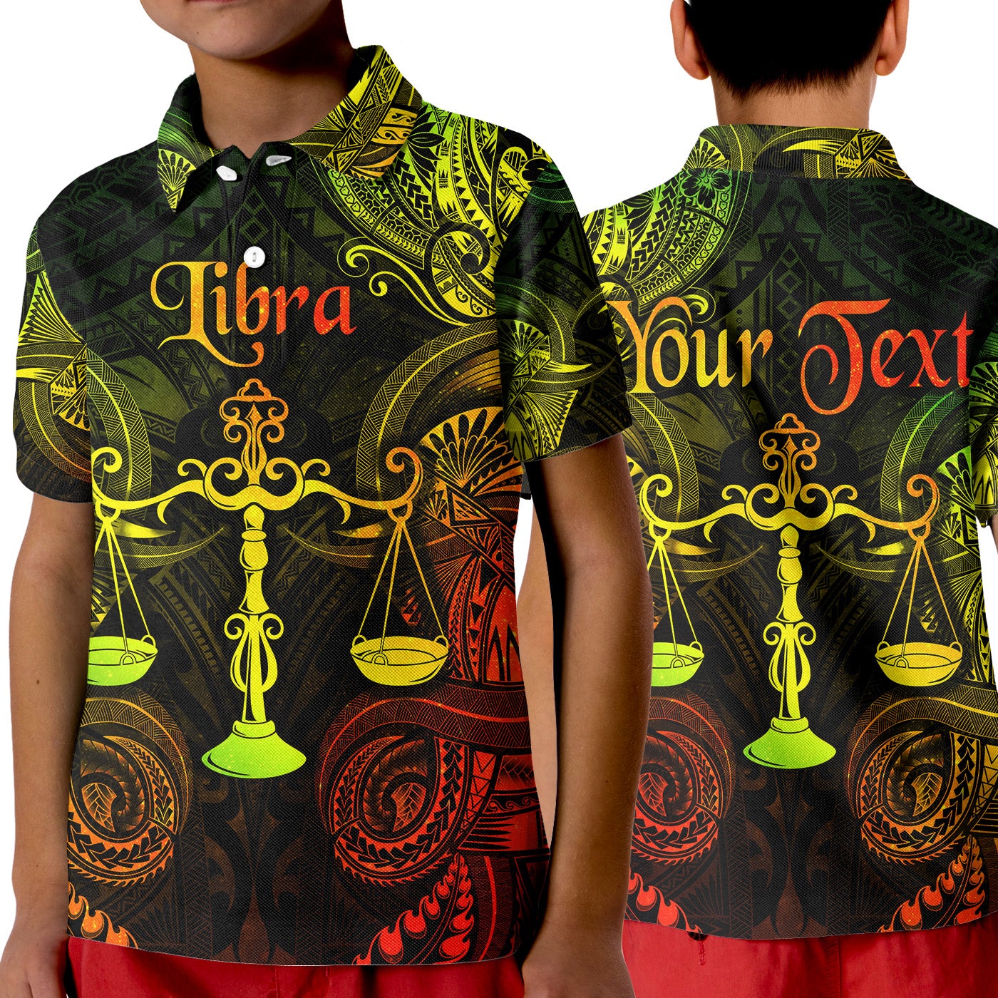 Custom Libra Zodiac Polynesian Polo Shirt KID Unique Style Reggae LT8 - Wonder Print Shop
