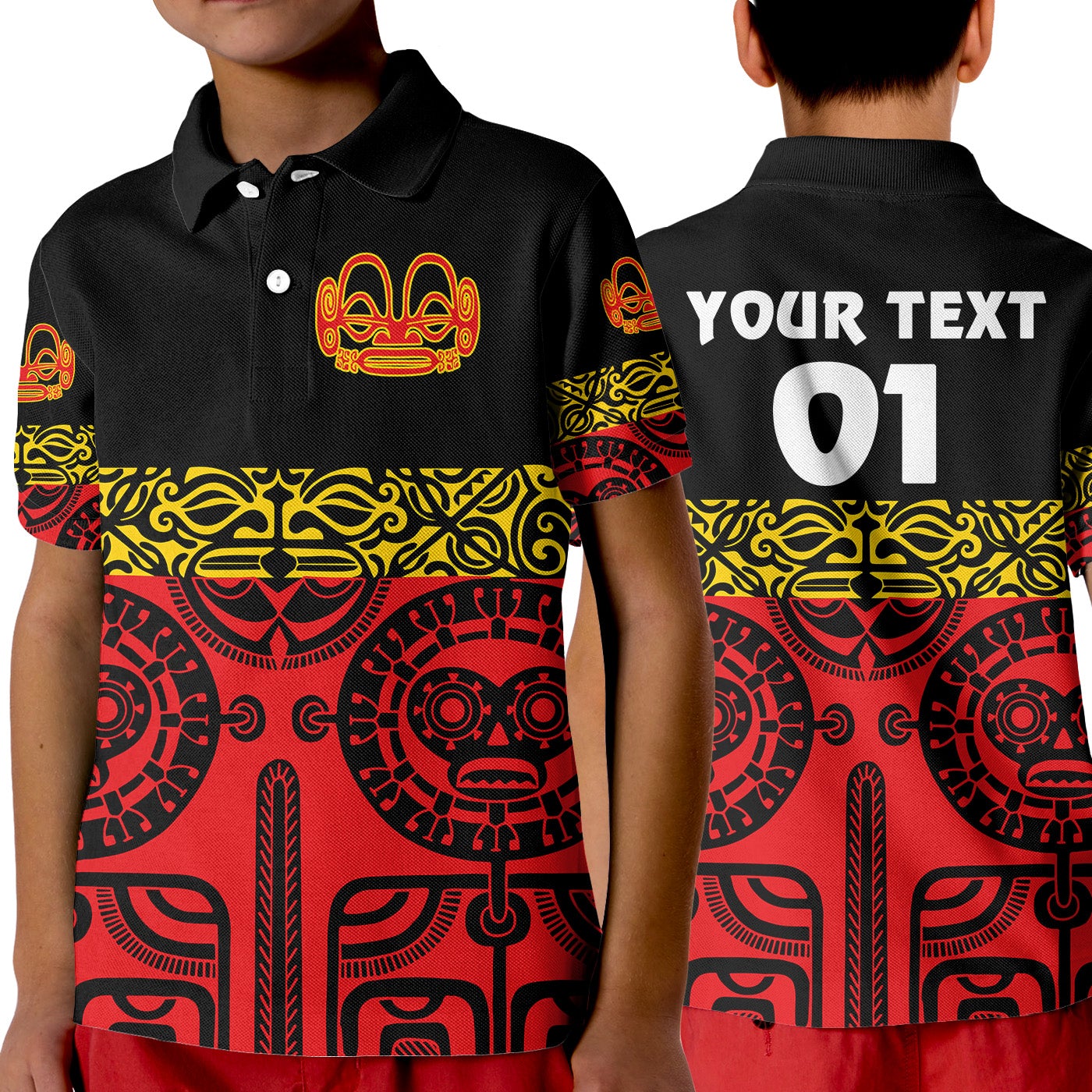 custom-personalised-marquesas-islands-polo-shirt-kid-marquesan-tattoo-special-style-red