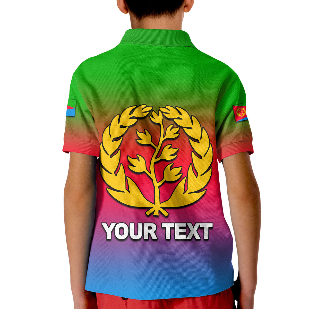 Custom Eritrea Polo Shirt KID Gradient Color Flag With Map LT6 - Wonder Print Shop
