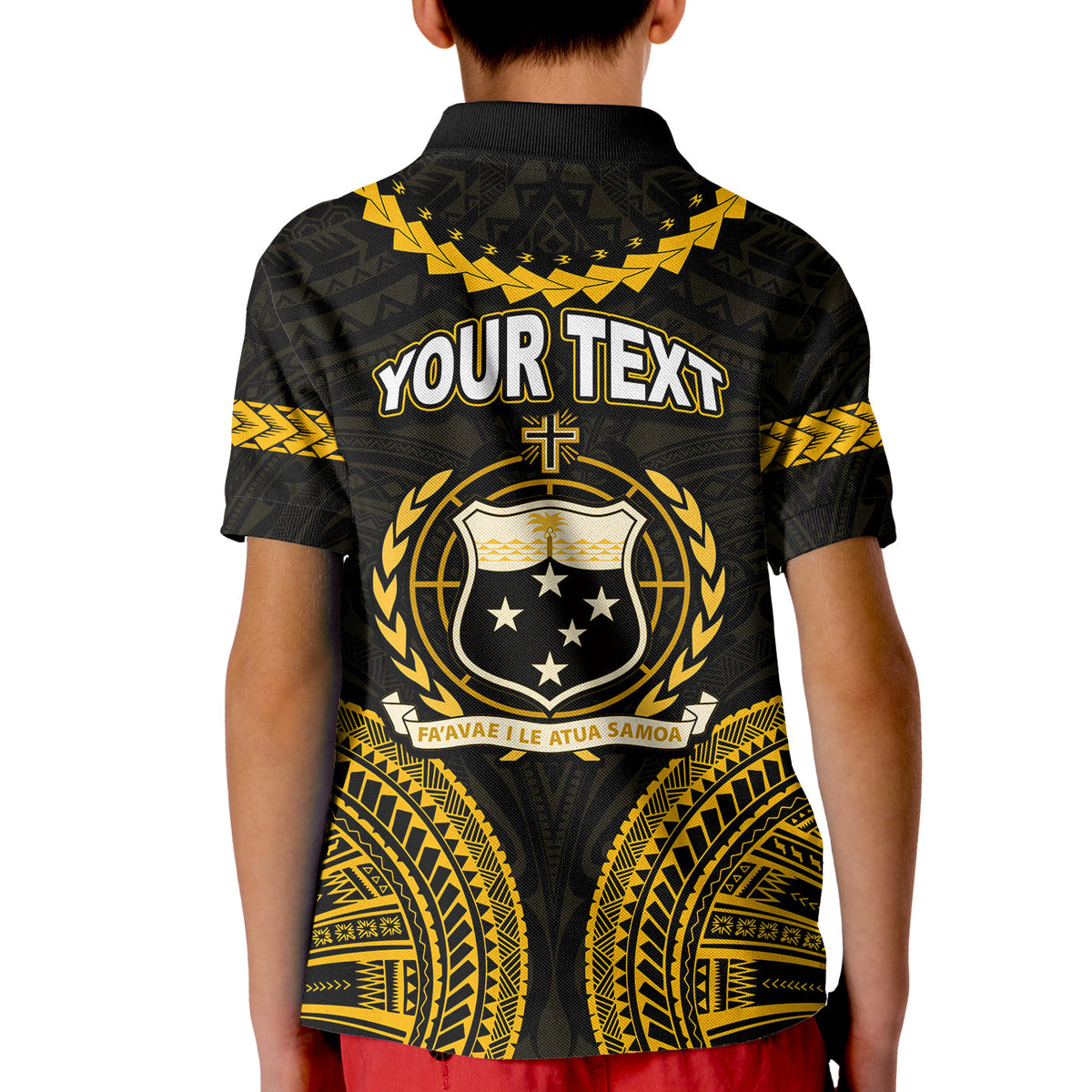 Custom Samoa Ula Nifo Tribal Polo Shirt KID Gold Style LT6 - Wonder Print Shop
