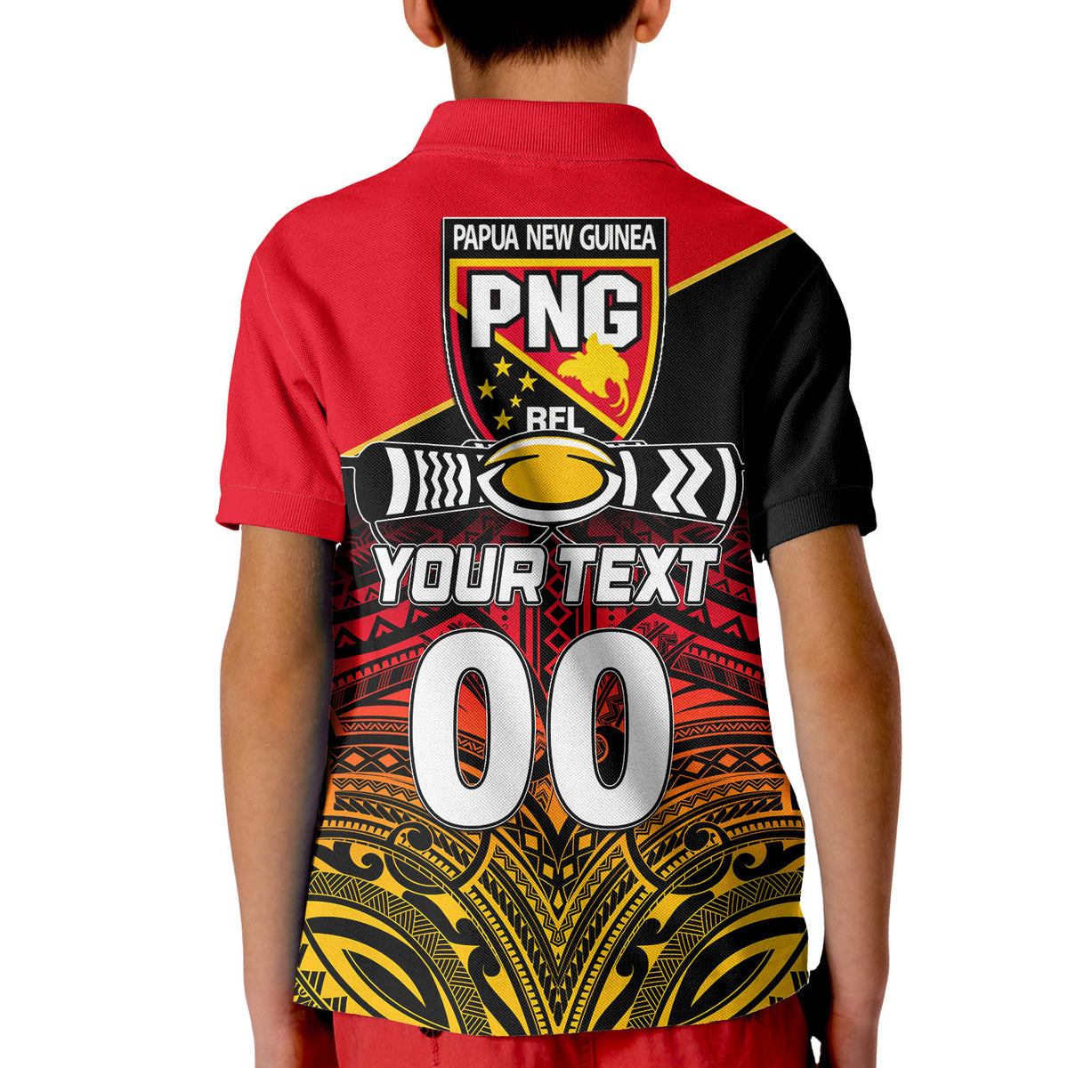 Custom And Number PNG Rugby The Kumuls Polo Shirt KID LT6 - Wonder Print Shop
