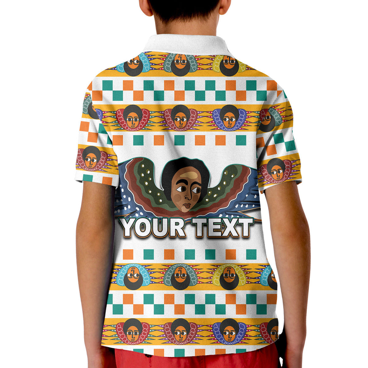 Custom Ethiopia Polo Shirt KID Ethiopian Church Angels White LT6 - Wonder Print Shop