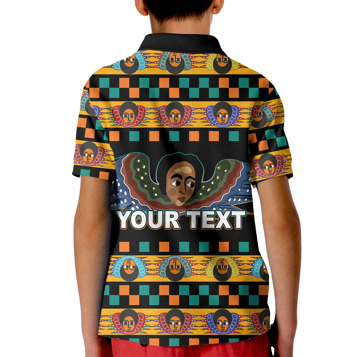 Custom Ethiopia Polo Shirt KID Ethiopian Church Angels Black LT6 - Wonder Print Shop