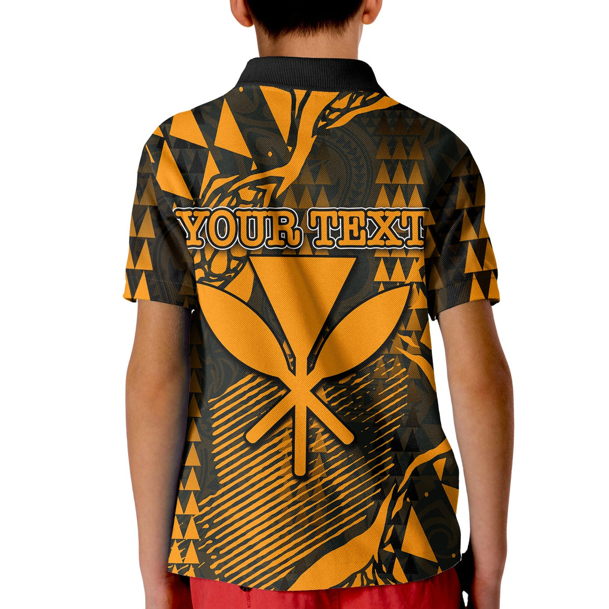 Custom Hawaii Golf Shirts Kanaka Map Polo Shirt KID Orange Style LT6 - Wonder Print Shop