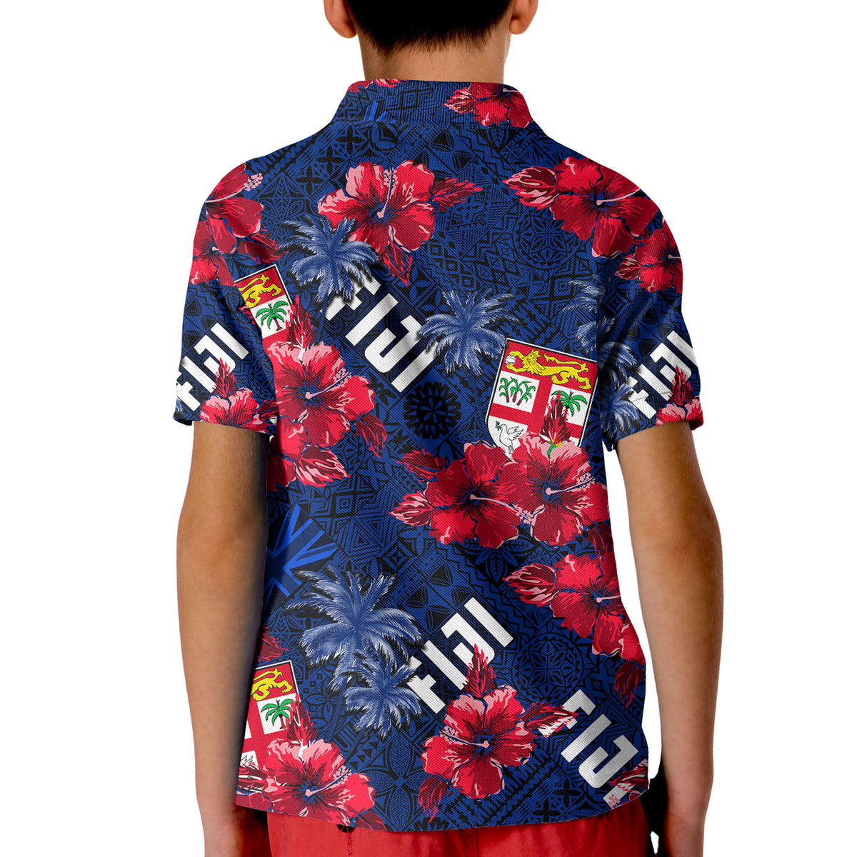 Hibiscus Fiji Polo Shirt KID Hawaii Style No.2 LT6 - Wonder Print Shop