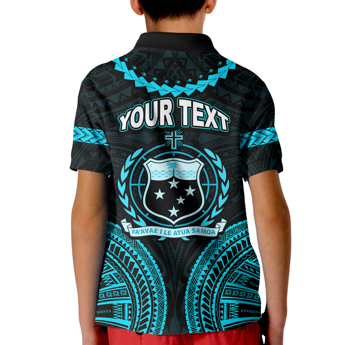 Custom Samoa Ula Nifo Tribal Polo Shirt KID Blue Style LT6 - Wonder Print Shop