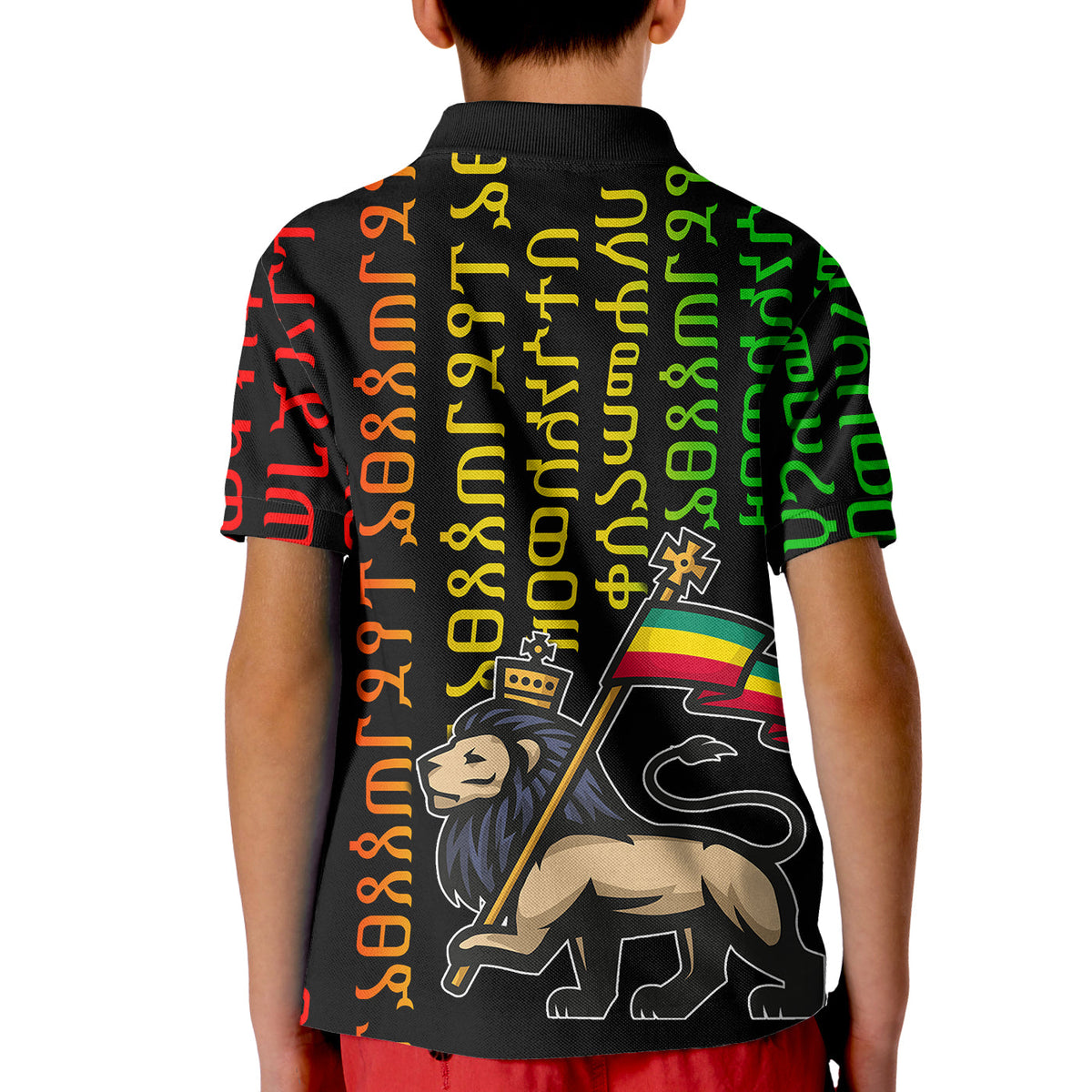Ethiopia Polo Shirt KID Ethiopia Alphabet Patterns LT6 - Wonder Print Shop