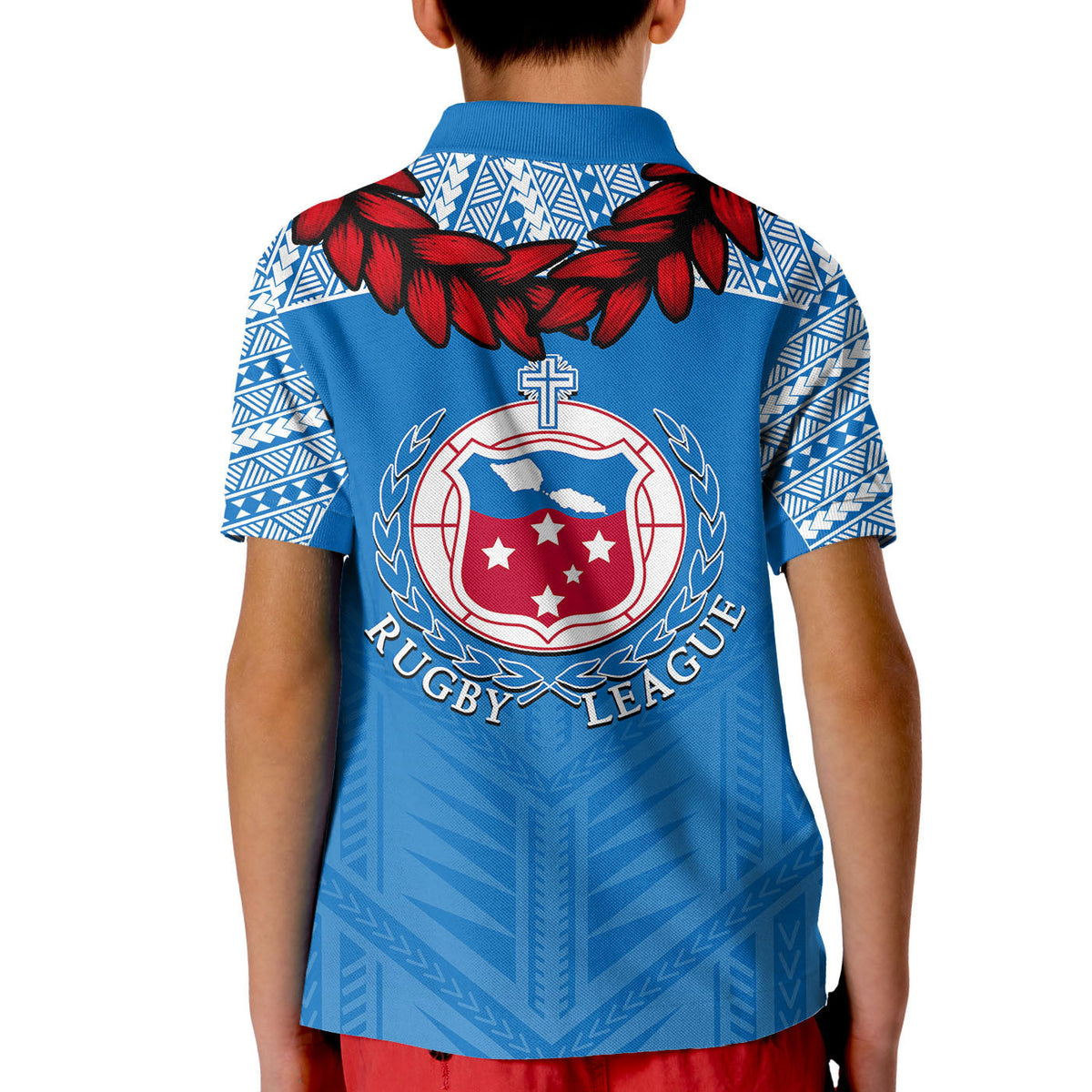 Toa Samoa Ula Fla Rugby Polo Shirt KID Blue Sky Jersey 2022 LT6