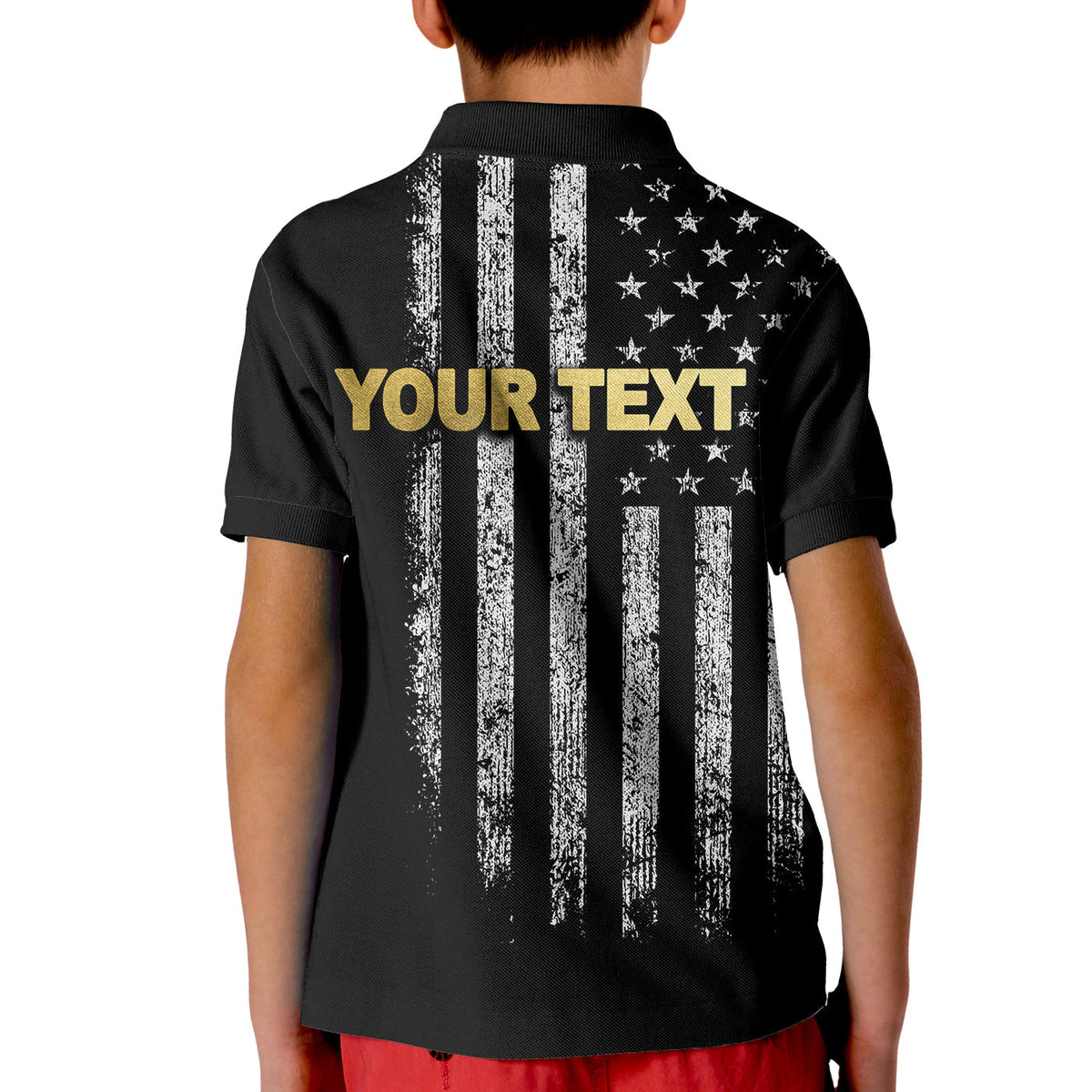 Custom American Flag Polo Shirt Father Day Vinage KID LT6 - Wonder Print Shop