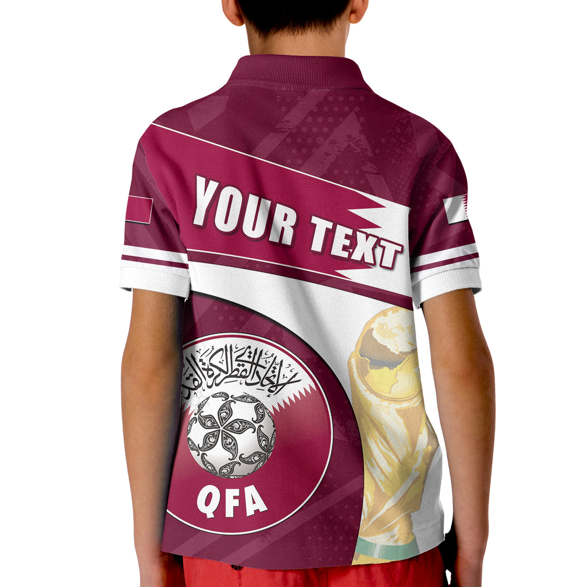 Custom Qatar Polo Shirt Football 2022 KID Basic Style LT6 - Wonder Print Shop